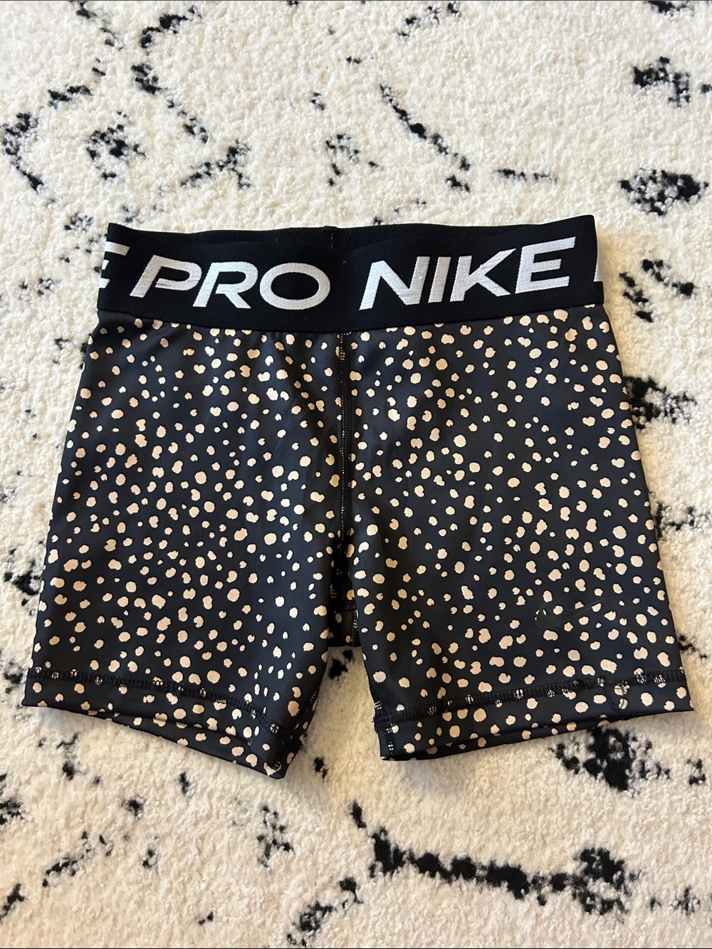 Nike Pro Black Compression Bike Shorts with Cream Dot Print